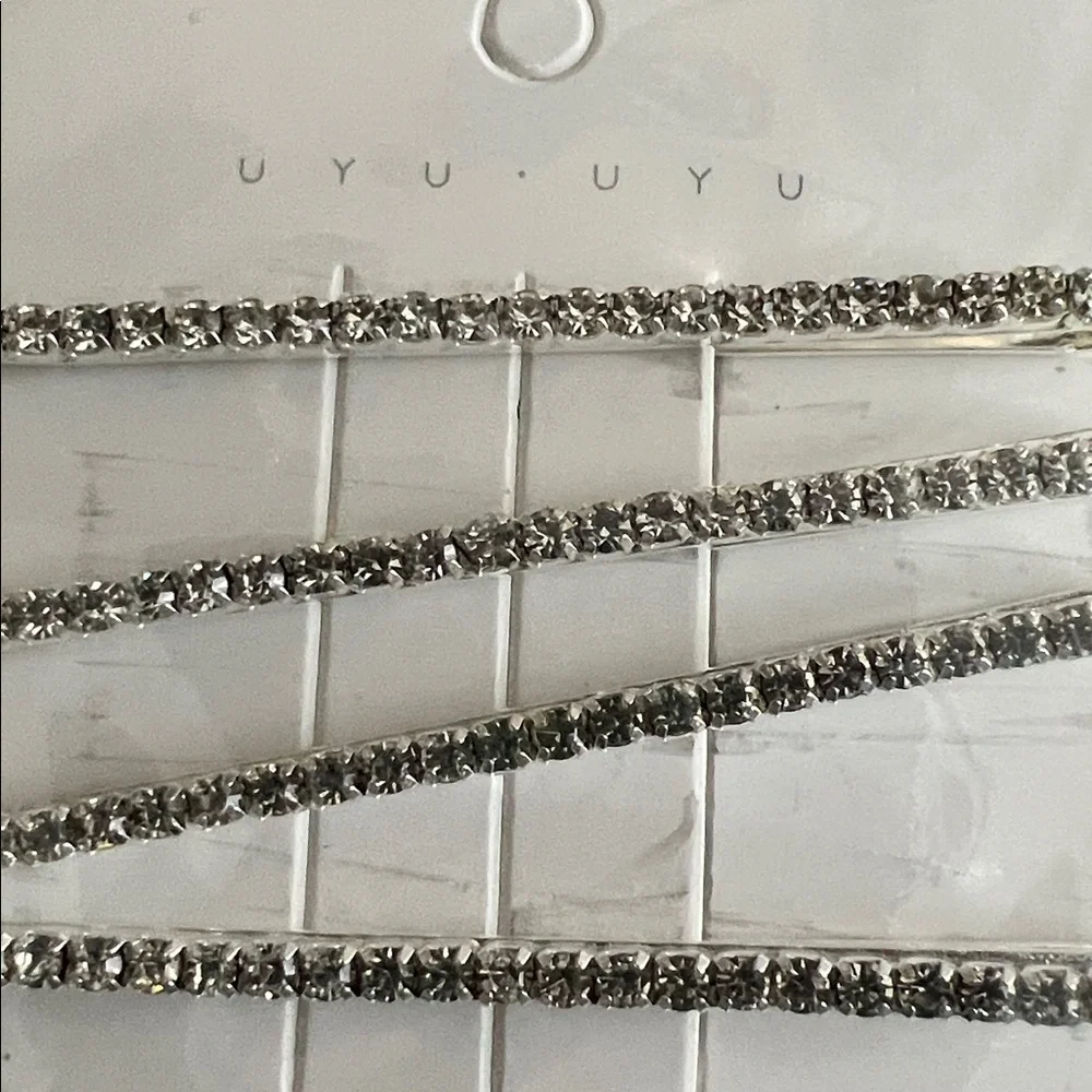 Silver Rhinestone Hair Barrette Set of 4 New in Package